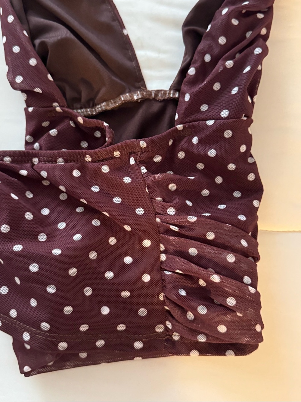 Polka Dot Halter Backless Tank Top in Coffee Brown & White NWOT - Picture 6 of 9
